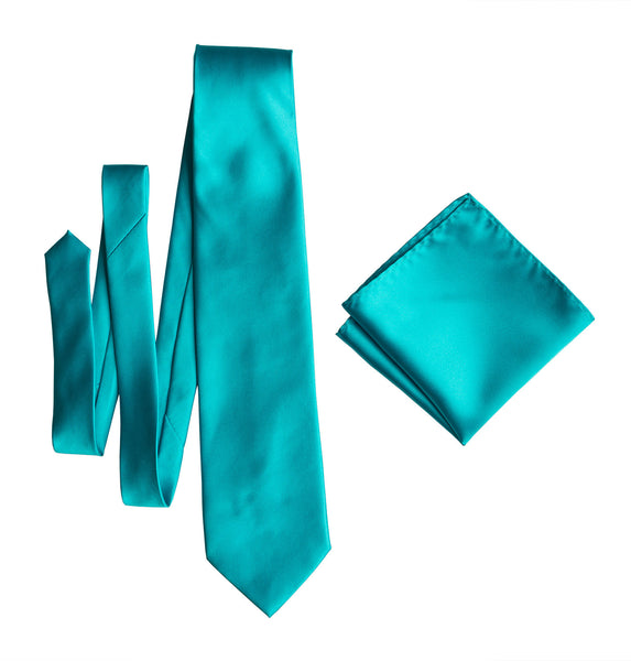 Turquoise Pocket Square. Solid Color Satin Finish, No Print