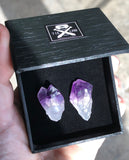 Deep Purple Uruguay Amethyst Crystal Cufflinks, raw stone crystal cuff links
