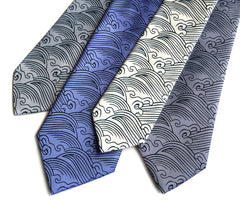 Crashing Waves necktie. Japanese nautical print tie.