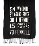Detroit West Side Bus Scroll scarf.