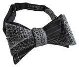 Black Wormhole Bow Tie, Geometric Op Art Print bowtie, by Cyberoptix Tie Lab