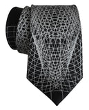 Wormhole Neckties, Black & Grey Op Art Lines Geometric Print Tie, by Cyberoptix