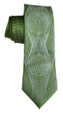 Moss Green Wormhole Necktie, Op Art Lines Geometric Print Silk Tie, by Cyberoptix