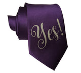 Purple silk Yes Print necktie, by Cyberoptix