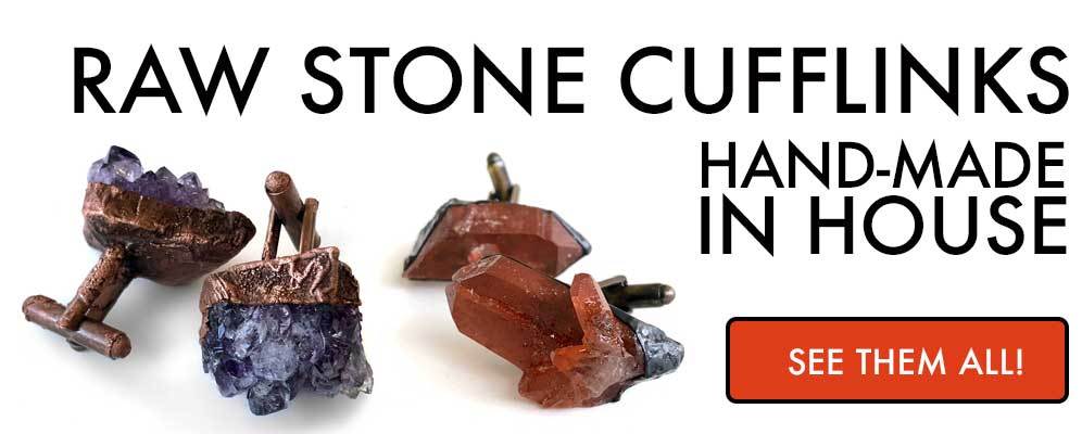 handmade raw stone & electroformed cufflinks