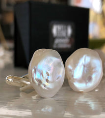 Baroque Pearl Cufflinks, Real Freshwater Pearl Cuff Links