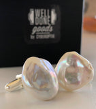 Baroque Pearl Cufflinks, Real Freshwater Pearl Cuff Links