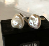 Baroque Pearl Cufflinks, Real Freshwater Pearl Cuff Links