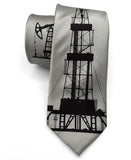 Oil and Gas Necktie, Oil well derrick, oil field pumpjack tie