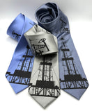 Oil and Gas Necktie, Oil well derrick, oil field pumpjack tie