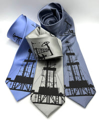 Oil and Gas Necktie, Oil well derrick, oil field pumpjack tie