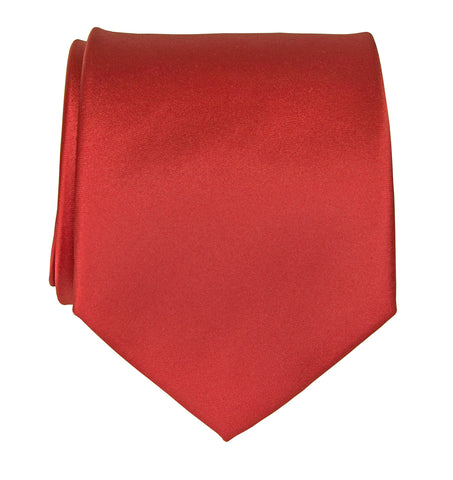 Red Necktie. Solid Color Satin Finish Tie, No Print
