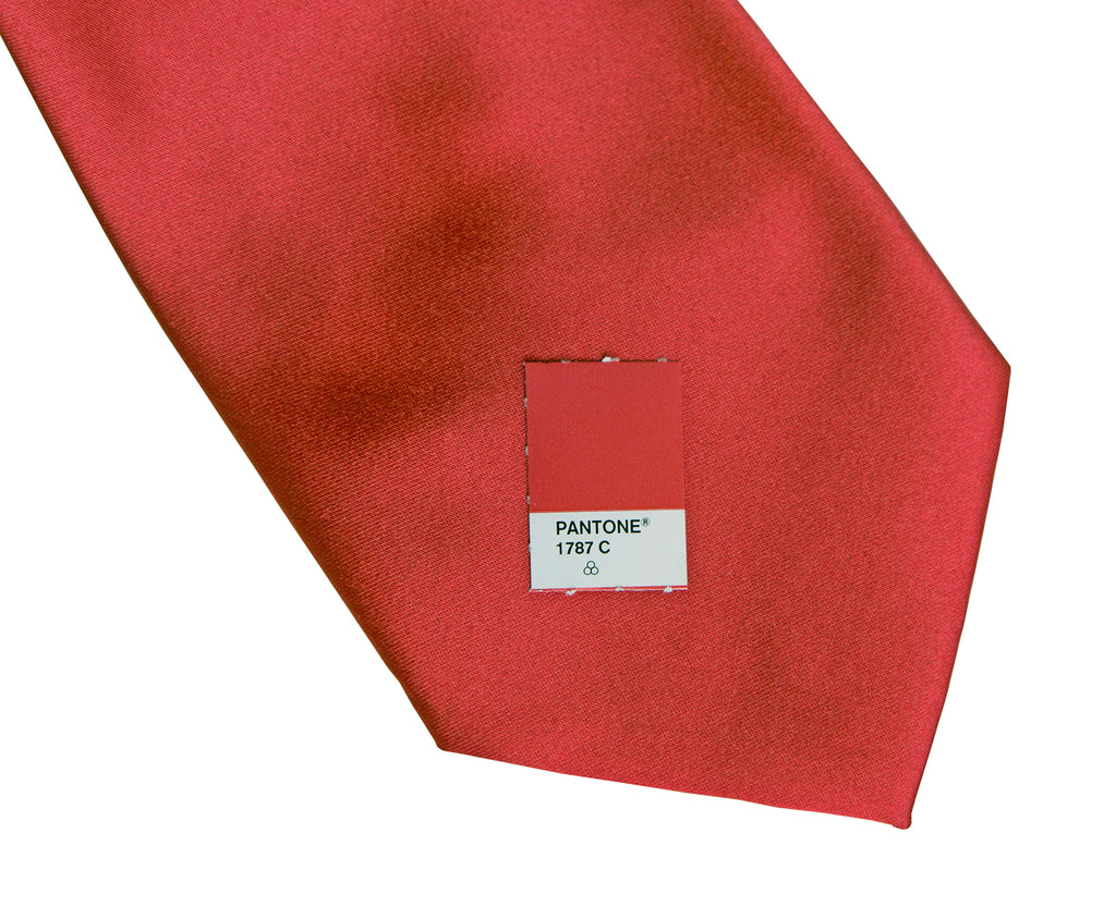 Crimson Red Necktie. Solid Color Satin Finish Tie, No Print Microfiber / Baby