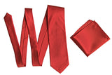 Red Pocket Square. Solid Color Satin Finish, No Print