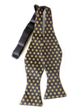 45 Adapter Self Tie Bow Tie, mustard on charcoal. By Cyberoptix