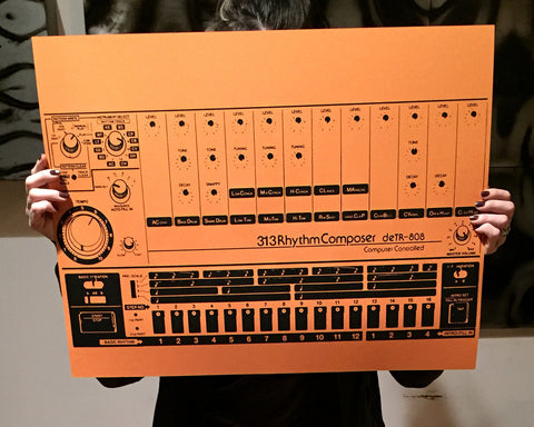 808 Art Print, Vintage Drum Machine Poster  Auto renew