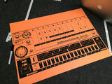 808 Art Print, Vintage Drum Machine Poster  Auto renew