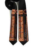 808 drum machine necktie by Cyberoptix, tangerine print on black ties.