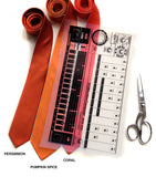 Cyberoptix 808 drum machine ties in process. Transparency overlaying orange neckties.