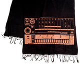 808 scarf: tangerine on black