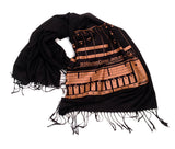 808 scarf: tangerine on black