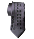 909 Drum Sequencer Print Necktie, Black on Charcoal Tie, by Cyberoptix