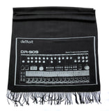 909 Drum Sequencer Linen-Weave Scarf, Pale Grey on Black Pashmina, by Cyberoptix
