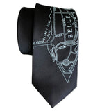 Belle Isle Detroit Map Necktie, Black. Cyberoptix