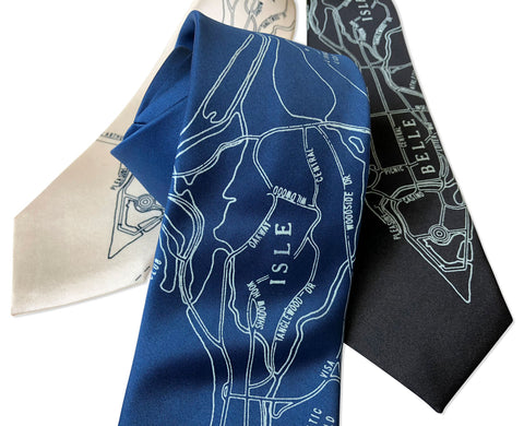 Detroit Map Tie, Belle Isle Necktie