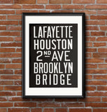 NYC Subway Poster. Brooklyn Bridge Art Print