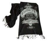 Brooklyn Scarf. New York City pashmina. Black and silver. Cyberoptix