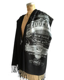 Brooklyn Scarf. New York City pashmina. Silver & Black. Cyberoptix