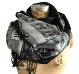 Brooklyn Font Scarf. Nyc pashmina. Black and silver. Cyberoptix