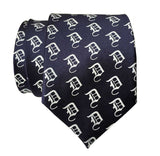 Navy blue Old English Detroit D Dot Pattern Necktie