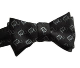 Black D Dot bow tie. Old English Detroit D Pattern Bow Tie, Cyberoptix Tie Lab