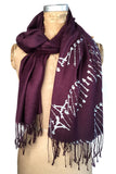 DNA scarf: silver on eggplant
