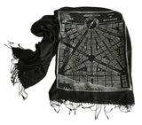 Black Detroit Map Printed Scarf, 1831 City Plan, Cyberoptix