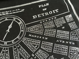 Detroit Map Printed Linen Weave Pashmina Scarf, 1831 City Plan