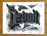 Detroit Art Print, Roaring 20s Script, by Cyberoptix. Hand screenprinted