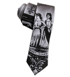 Historic 1940's1940s Era Detroit City Flag Necktie, black on silver narrow tie. by Cyberoptix