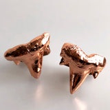 Copper Plated Fossil Shark Tooth Cufflinks, electroformed copper