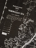 Contour Map Print Scarf, Norwegian Sea Bathymetric Chart, black, by Cyberoptix