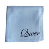 Naughty Hanky: Queer Printed Pocket Square, sky blue. by Cyberoptix