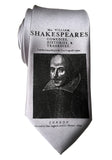 Silver Shakespeare Necktie, First Folio Print Tie by Cyberoptix
