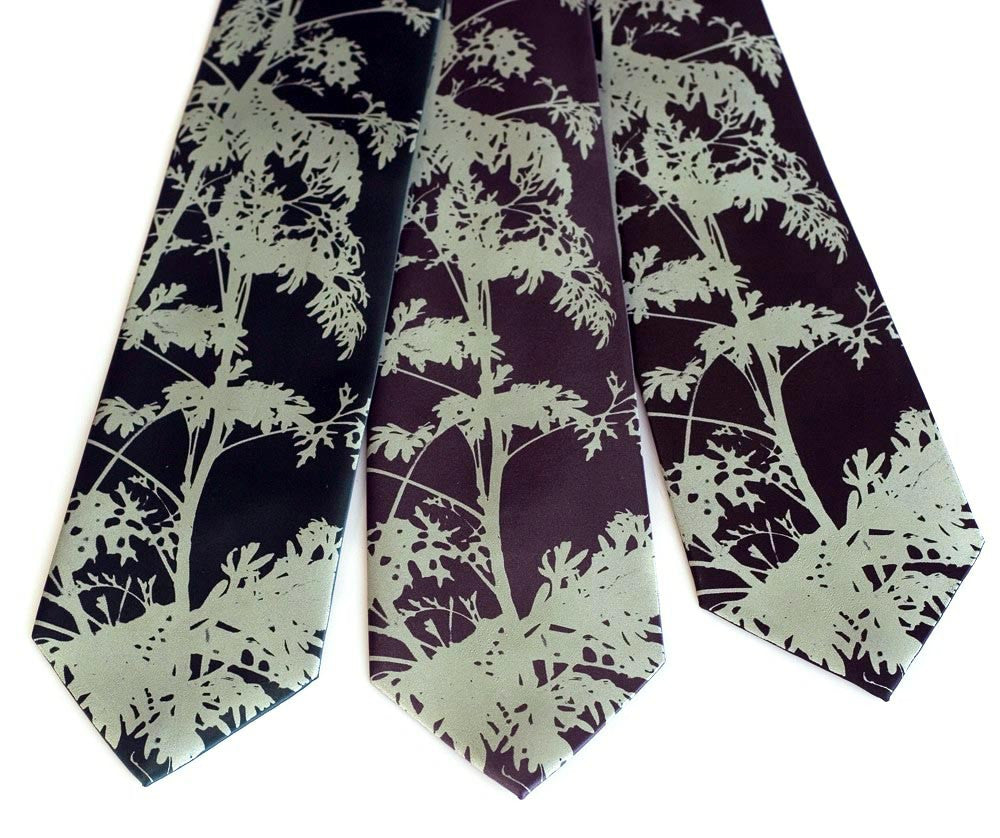 succulent tie Absinthe Necktie. Wormwood Plant Tie Microfiber / Standard 3.25-4" / sage ink on olive