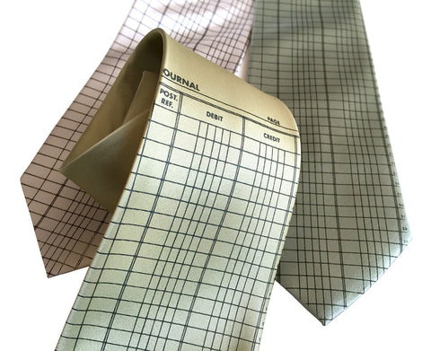 Accountant Necktie, Ledger Paper Silk Tie