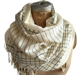 Cream Accountant Scarf. Ledger Paper linen weave pashmina by Cyberoptix