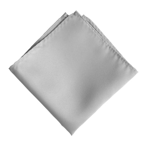 Aluminum Grey Pocket Square. Solid Color Silver Satin Finish, No Print