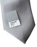 solid color silver necktie, by Cyberoptix. Fine woven stripe texture