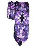 Amethyst Crystal Necktie, Purple Geode Tie, skinny width. By Cyberoptix